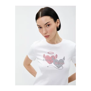 Koton Heart and Stones Crop T-Shirt