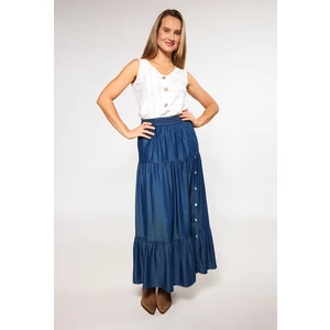 MONNARI Woman's Maxi Skirts Long Mesh Sweater Navy Blue