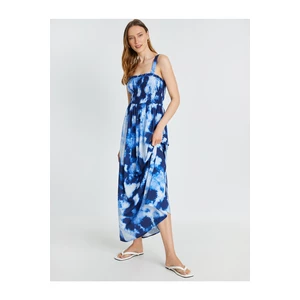 Koton Straps Patterned Long Dress With Gippe Detail
