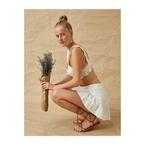 Koton Ruffle Detailed Embroidered Mini Skirt