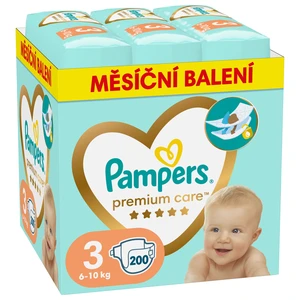 PAMPERS Pleny jednorázové Premium Care vel. 3 (200 ks) 6-10 kg - měsíční balení