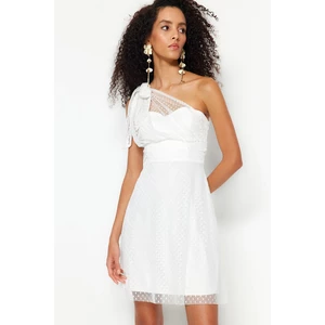 Trendyol White Evening Dress with Open Waist/Skater Lined Tulle Wedding/Wedding Elegant Evening Dress