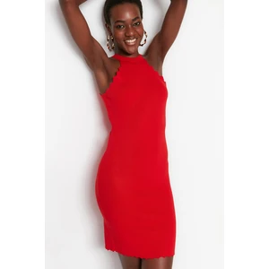 Trendyol Red Midi Knitwear Halter Neck Dress