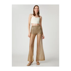 Koton Openwork Trousers with Elastic Waist and Wide Leg.