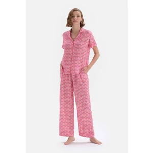 Dagi Pink Bachelor Print Short Sleeved Woven Pajamas Set