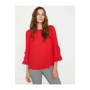 Koton Women's Red Ruffle Blouse