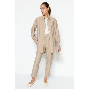 Trendyol Camel Woven Aerobin Shirt-Pants Set