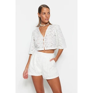 Trendyol White Woven Shorts & Bermuda
