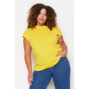 Trendyol Curve Light Yellow Knitted Crew Neck T-Shirt