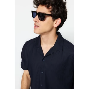 Trendyol Navy Blue Men's Regular Fit Summer Shirt with Crisp Collar,