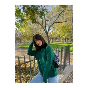 Trendyol Emerald Green Super Oversized Soft Textured Stand-Up Collar Knitwear Sweater