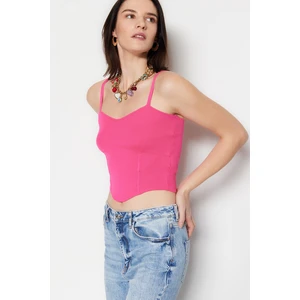 Trendyol Fuchsia Crop Bustier Knitwear Blouse