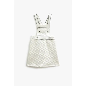 Koton Salopette Dress with Quilted Detail, Zipper with Pocket Detail.