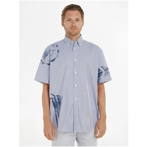 Blue Mens Patterned Shirt Tommy Hilfiger - Men