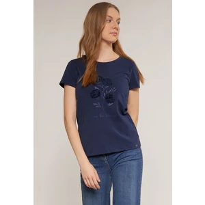 MONNARI Woman's T-Shirts T-Shirt With Decorative Panel Navy Blue