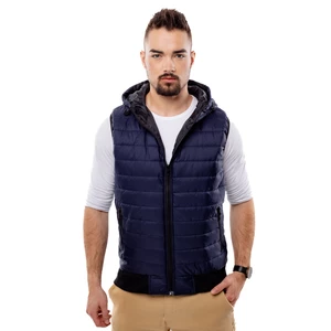 Men's Quilted Vest with Hood GLANO - navy