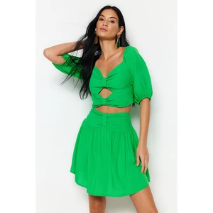 Trendyol Green Woven Cut Out/Window Blouse and Skirt Set