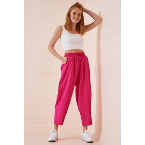 Happiness İstanbul Women's Vibrant Pink Ayrobin Baggy Shalwar Pants