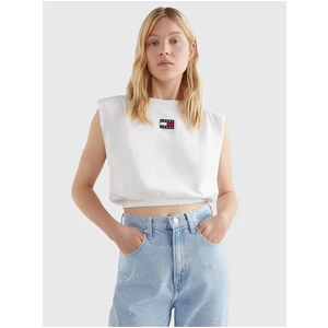Bílé dámské cropped tričko Tommy Jeans - Dámské