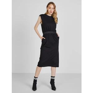 Šaty Karl Lagerfeld Jersey Dress W/Logo Tape - Černá - Xs