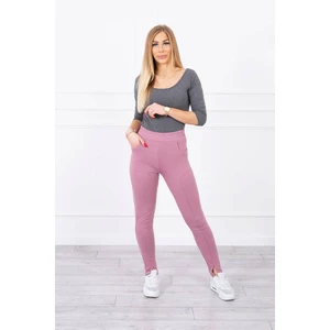 Pants with a slit on the leg dark pink