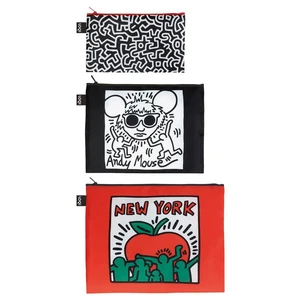 Cestovní taštičky na zip LOQI KEITH HARING New York, 3 ks