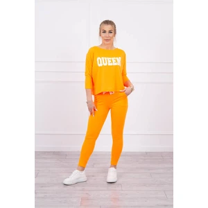 Set with Queen print orange neon
