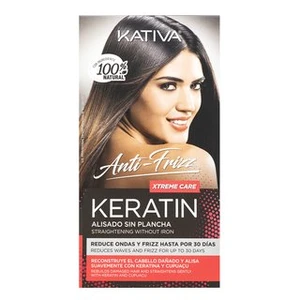 Kativa Anti-Frizz Straightening Without Iron sada s keratinem pro narovnání vlasů bez žehličky na vlasy Xtreme Care 30 ml + 30 ml + 150 ml