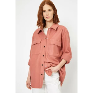 Koton Women's Pink Button Detailed Coat