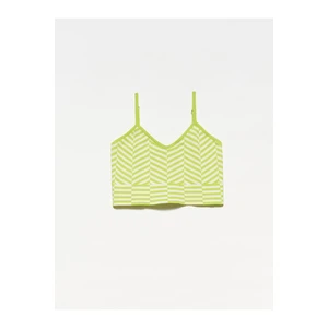 Dilvin 10184 Strap Knitwear Athlete Crop-lime