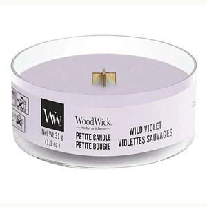 WoodWick Aromatická malá svíčka s dřevěným knotem Wild Violet 31 g