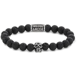 Rebel&Rose Korálkový náramek Skull Black Moon RR-SK001-S 19 cm - L