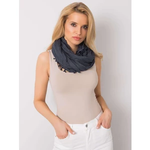Women's navy blue scarf with fringes