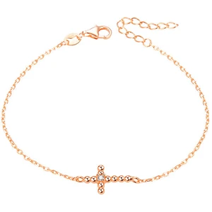 Beneto Pozlátený náramok s krížikom AGB580 / 21-ROSE