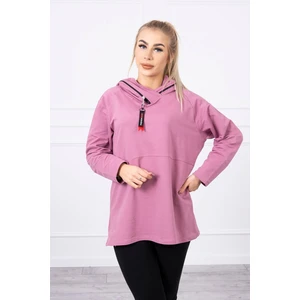 Tunic with a zipper on the hood Oversize dark pink