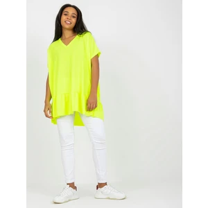 Fluo yellow V-neck tunic for everyday wear