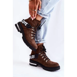 Suede warm boots with strap dark brown Aurelio