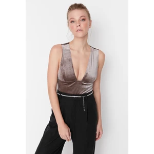 Trendyol Mink V Neck Velvet Body