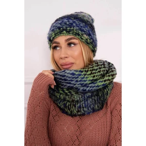 Women's Mohair Thick P106 Green+Navy Blue