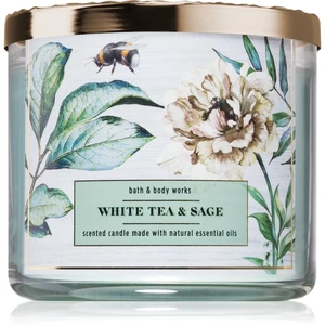 Bath & Body Works White Tea & Sage vonná sviečka s esenciálnymi olejmi 411 g