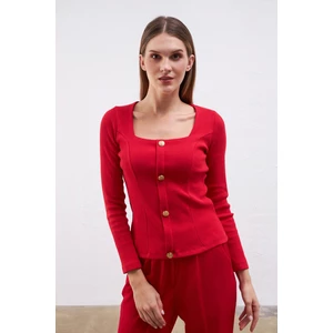 Gusto Square Collar Camisole Blouse - Red