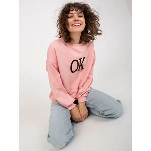 Light pink loose hoodie with inscription
