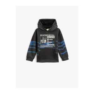 Koton Pocket Printed Hooded Sweatshirt