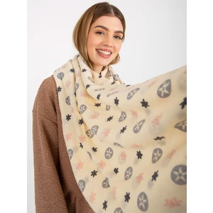 Ecru women's scarf with prints