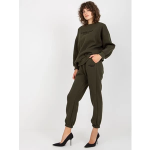 Khaki two-piece tracksuit with inscriptions