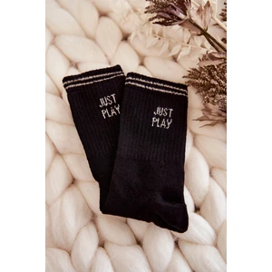 Women's Sports Socks Horizontal Inscription Just Play Black