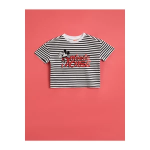 Koton Baby Girl BLACK STRIPED Myszka Minnie T-Shirt Licencjonowana bawełna w paski