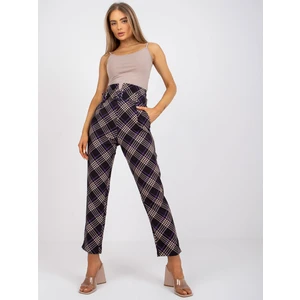 Black and purple plaid high waisted pants