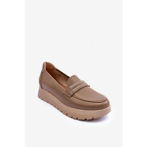 Leather platform shoes with embellishment, beige Lemar Lehira