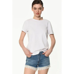 Z6330 DEWBERRY WOMEN'S JEAN SHORTS-PLAIN BLUE